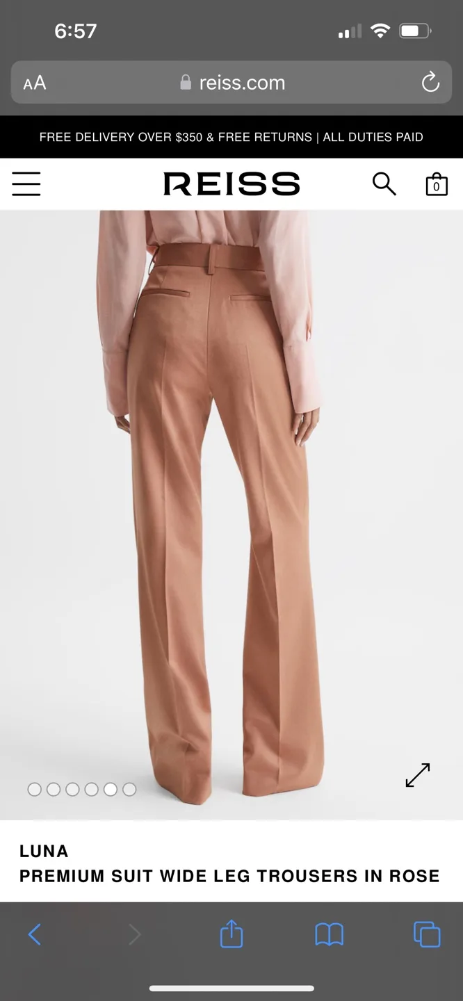 Reiss Luna Premium Wide Leg Trousers in Rose MSRP $330 image indicator(3)