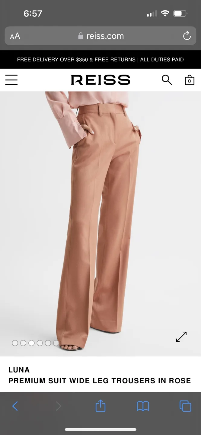 Reiss Luna Premium Wide Leg Trousers in Rose MSRP $330 image indicator(2)