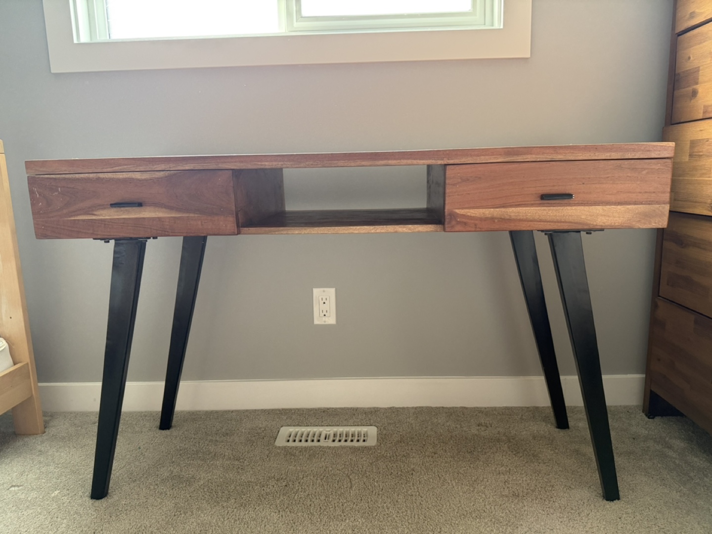 Mid-Century Modern Writing Desk with Two Drawers