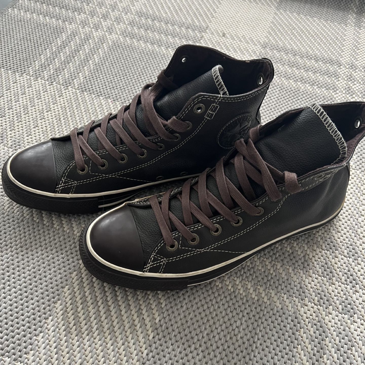 Converse All Star High Top Leather Sneakers Brown