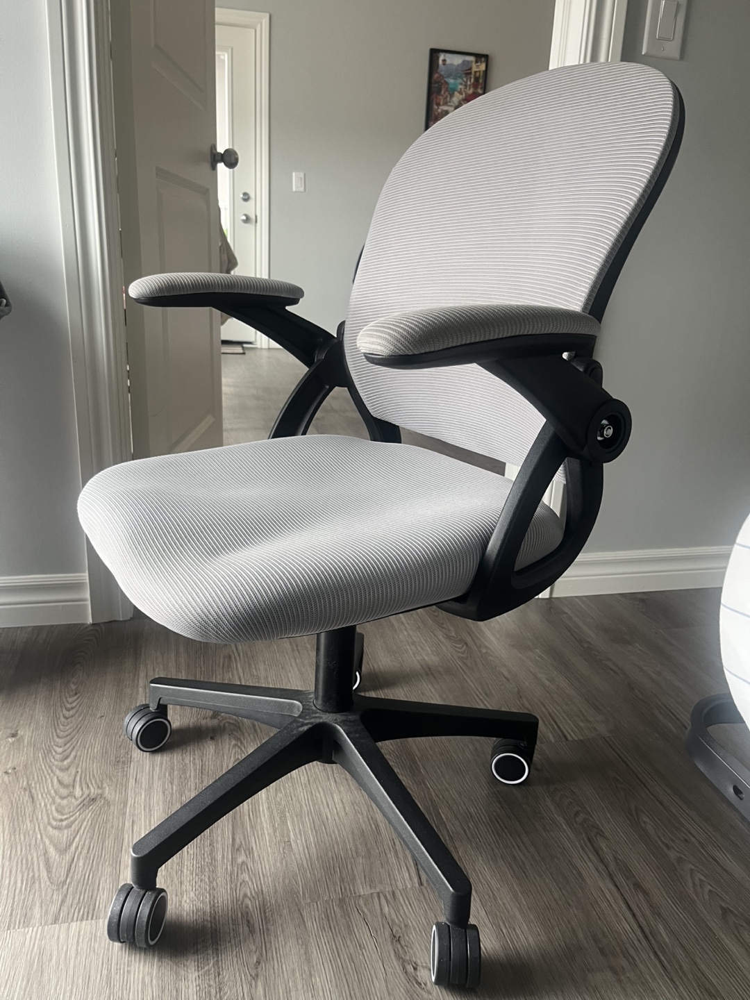 Grey Mesh Office Chair with Adjustable Arms - photo 2