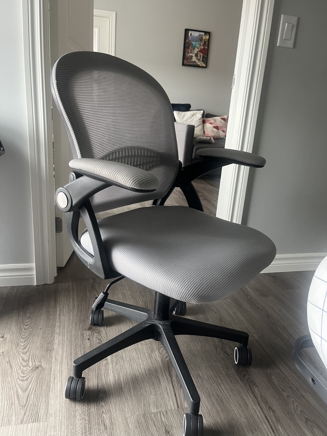 Grey Mesh Office Chair with Adjustable Arms