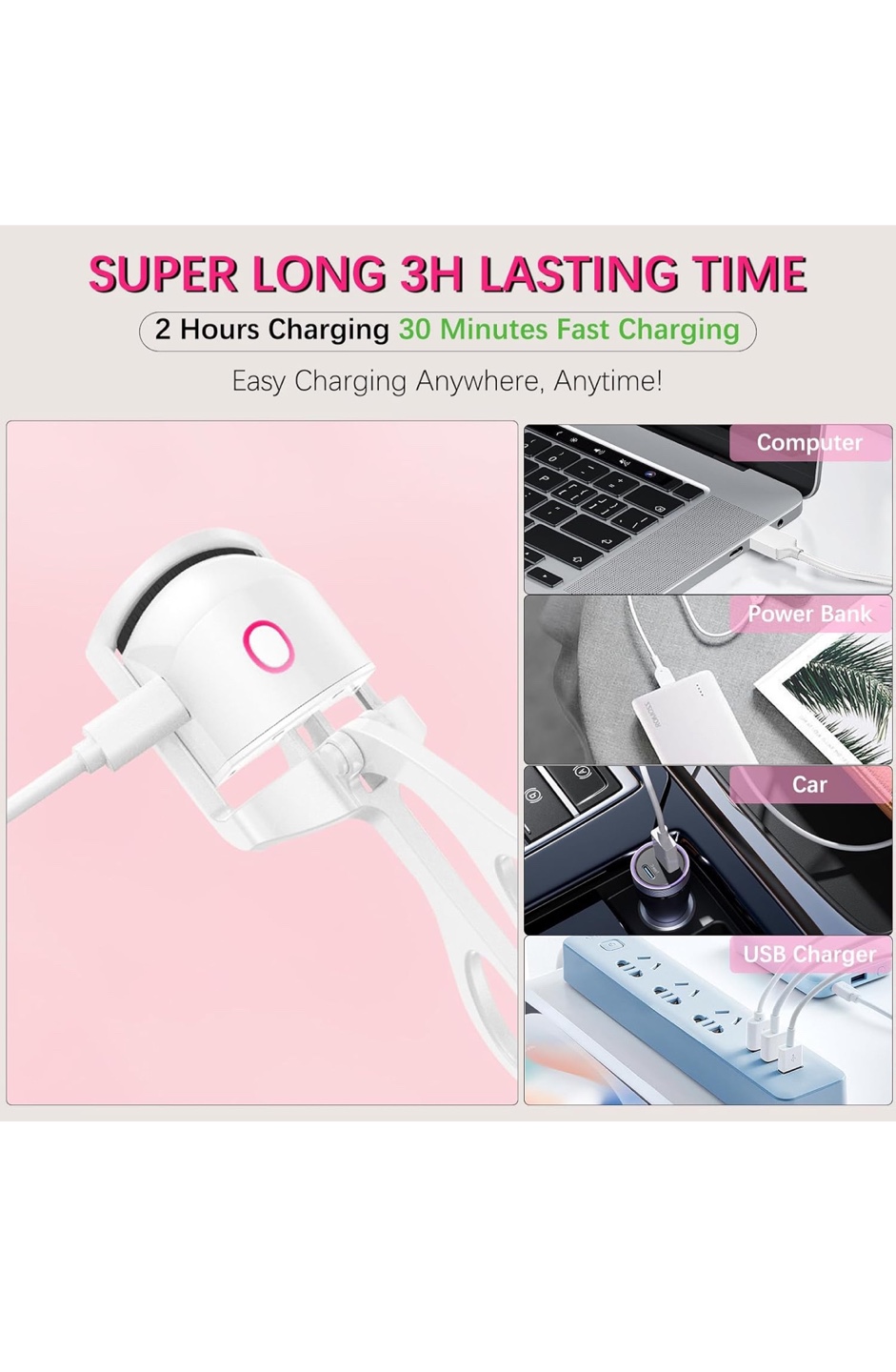 Electric Heated Eyelash Curler - USB Rechargeable - photo 3