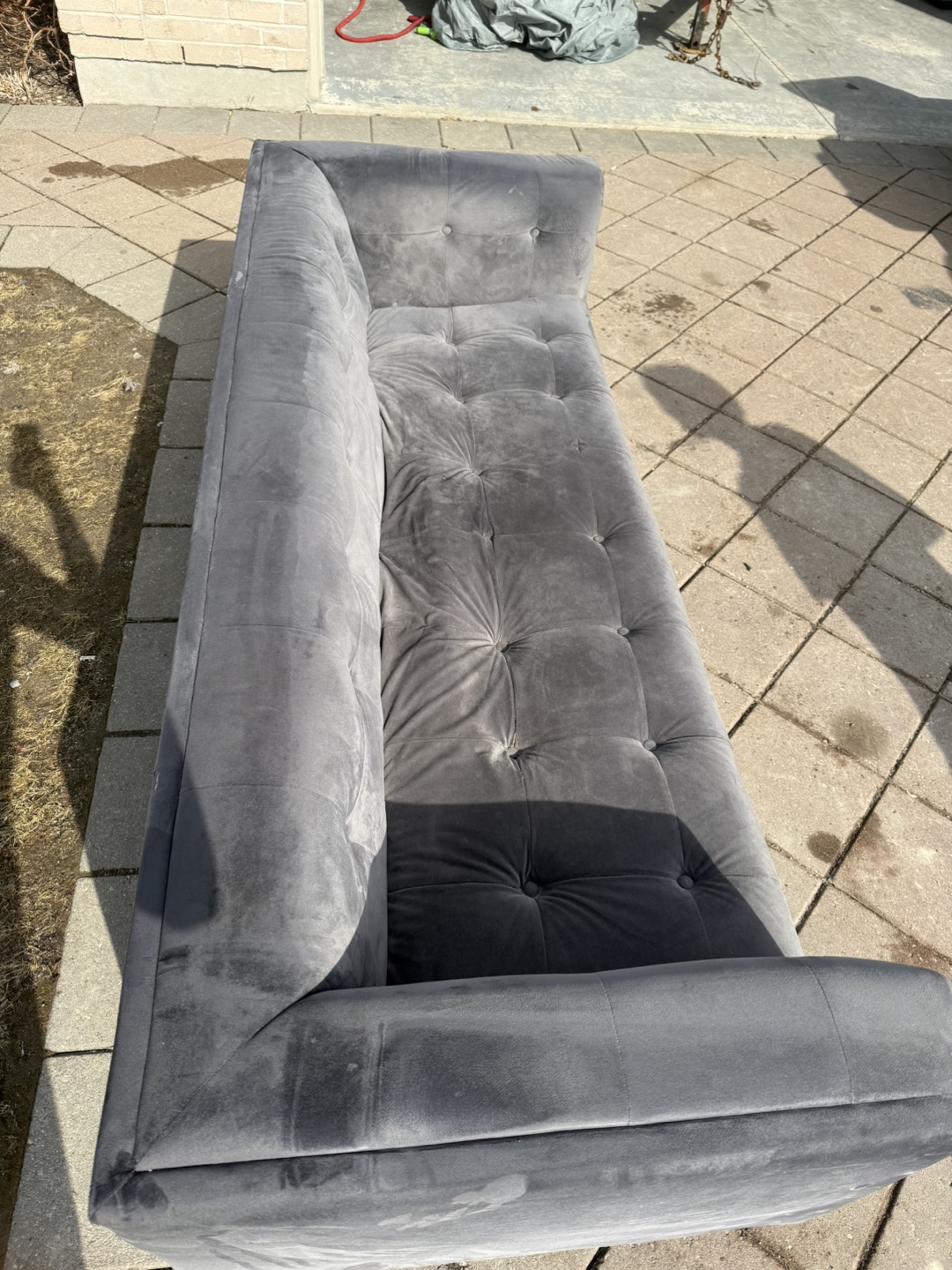 Modern Grey Velvet Sofa - photo 3