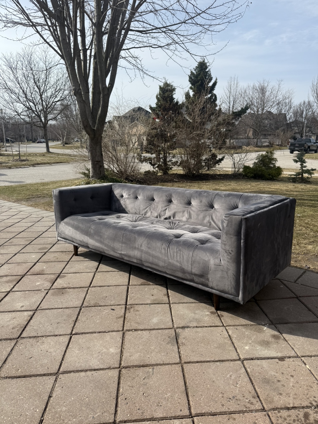 Modern Grey Velvet Sofa