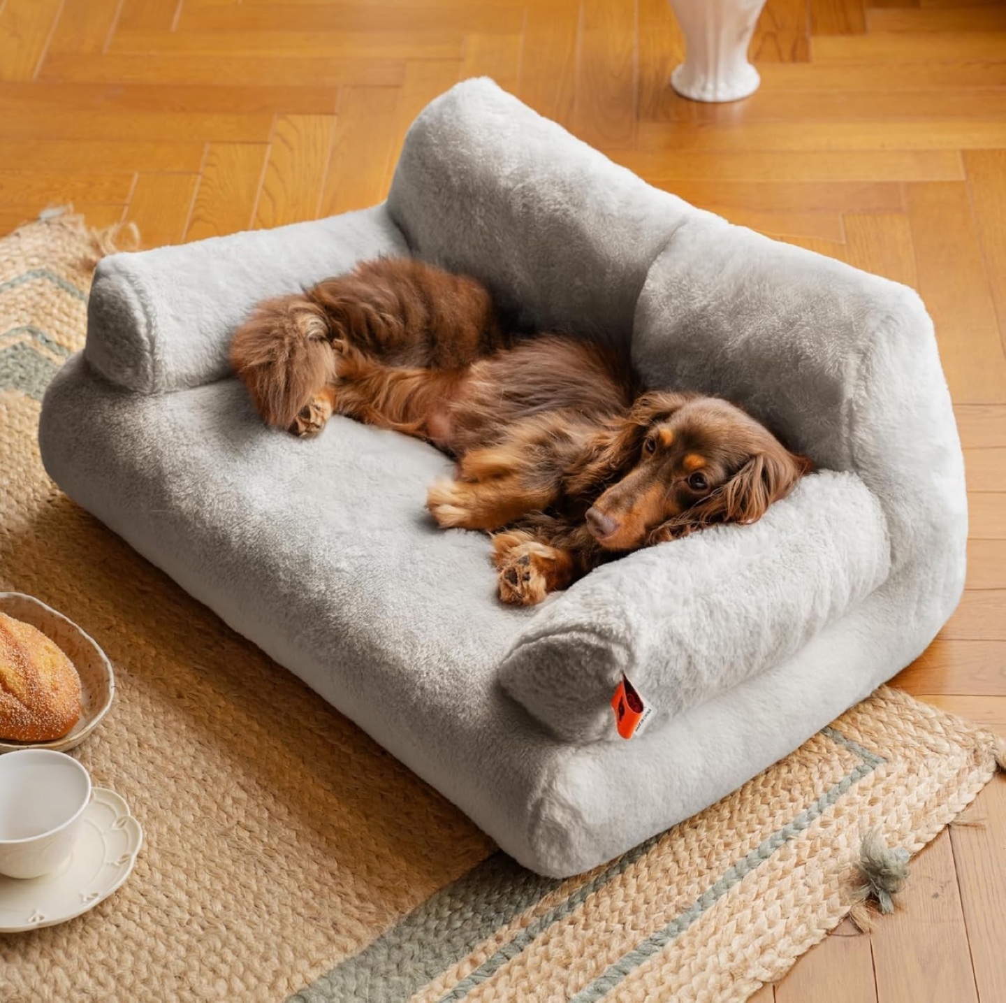 Gray Plush Pet Sofa Bed - photo 5