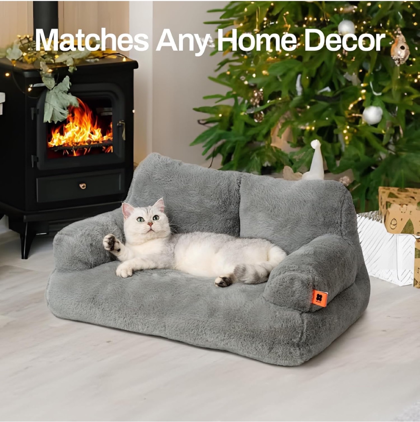 Gray Plush Pet Sofa Bed - photo 4