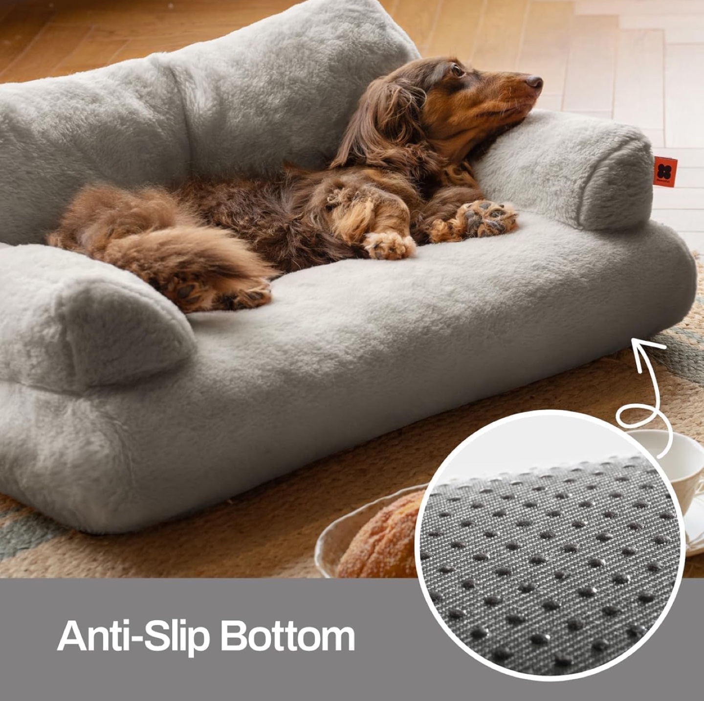 Gray Plush Pet Sofa Bed - photo 3