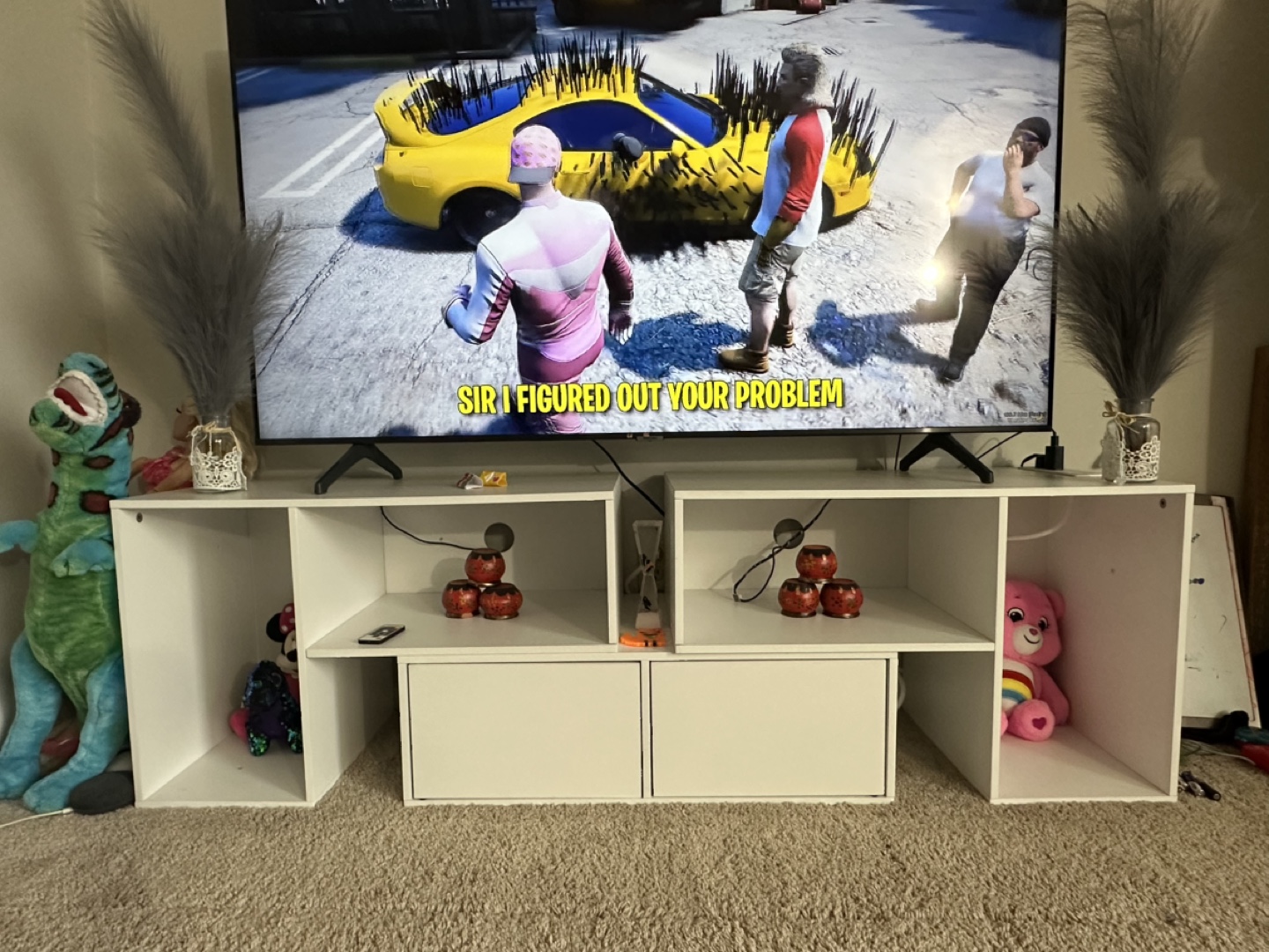 White Modern TV Stand with Storage - photo 3