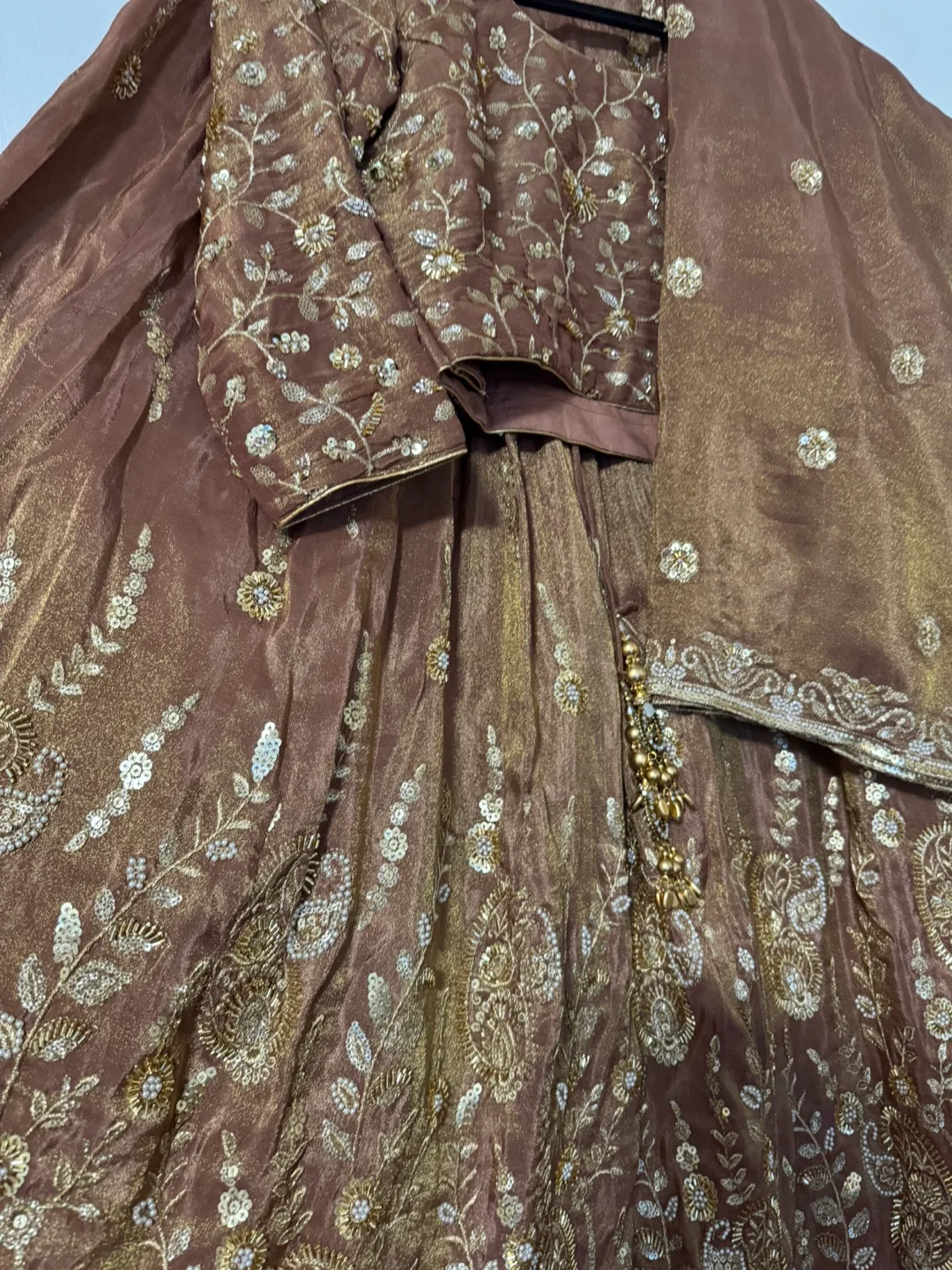 Gorgeous coffee colour and Gold Embroidered Lehenga Choli thumbnail