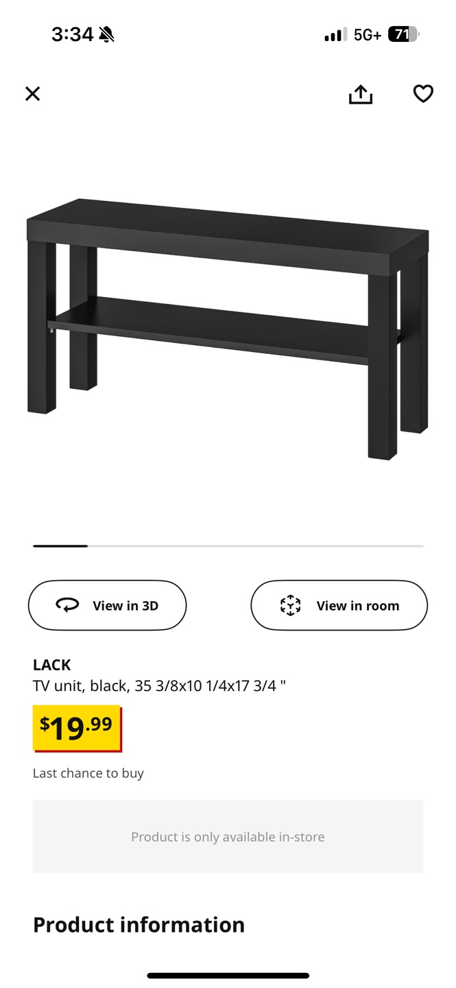 IKEA LACK Black TV Unit