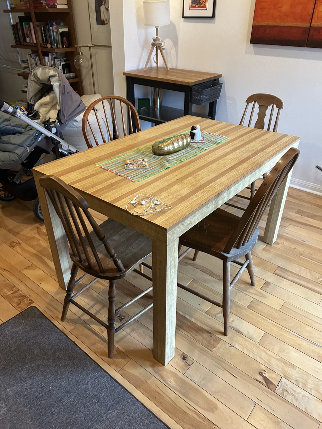 Wooden Dining Table and Three Chairs Set - photo 2