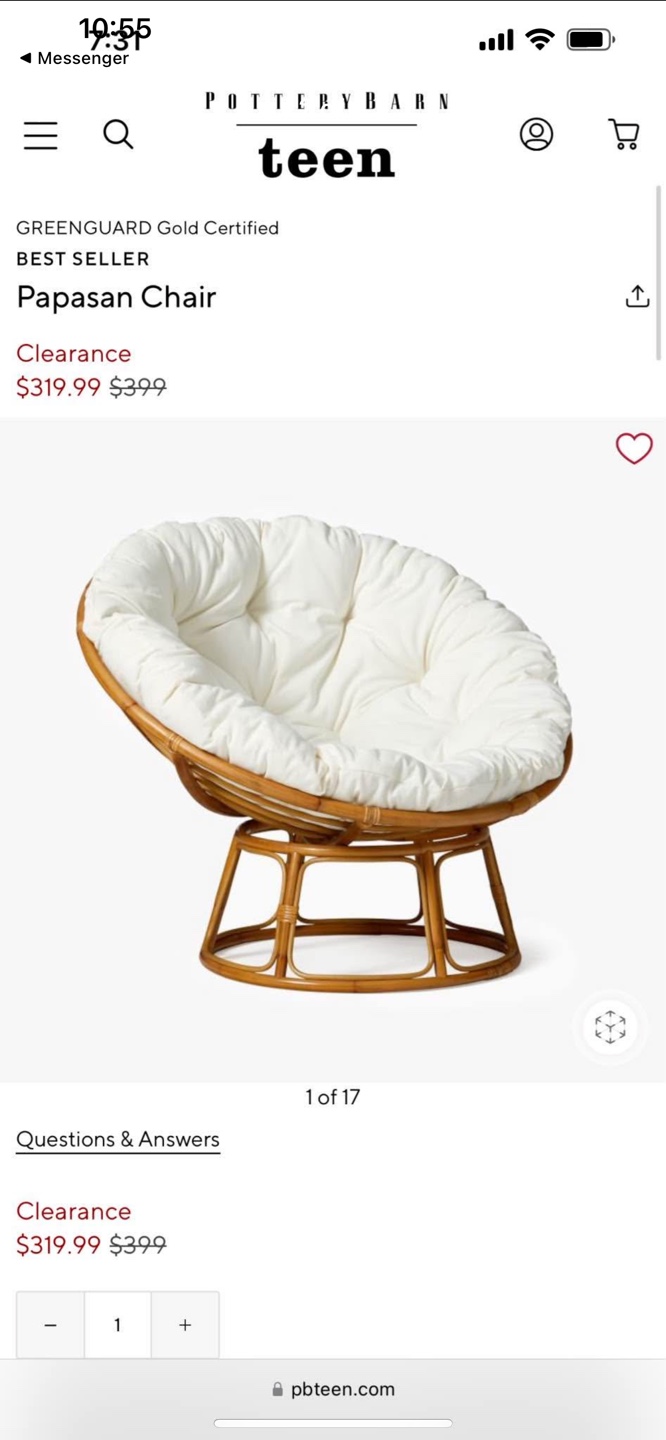 45” Pottery Barn Teen Papasan Chair