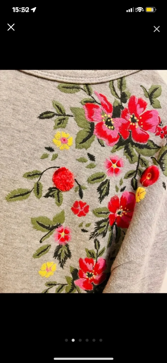 Grey floral embroidered sweater image indicator(2)