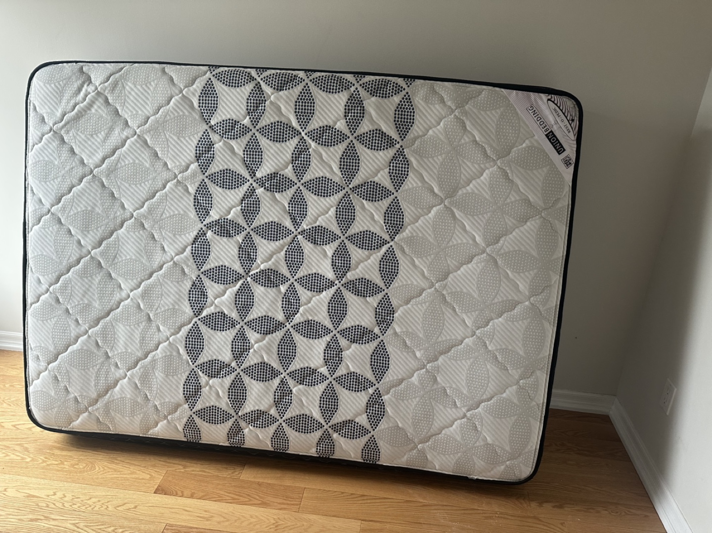 Full-size upholstered bed frame and mattress - photo 3