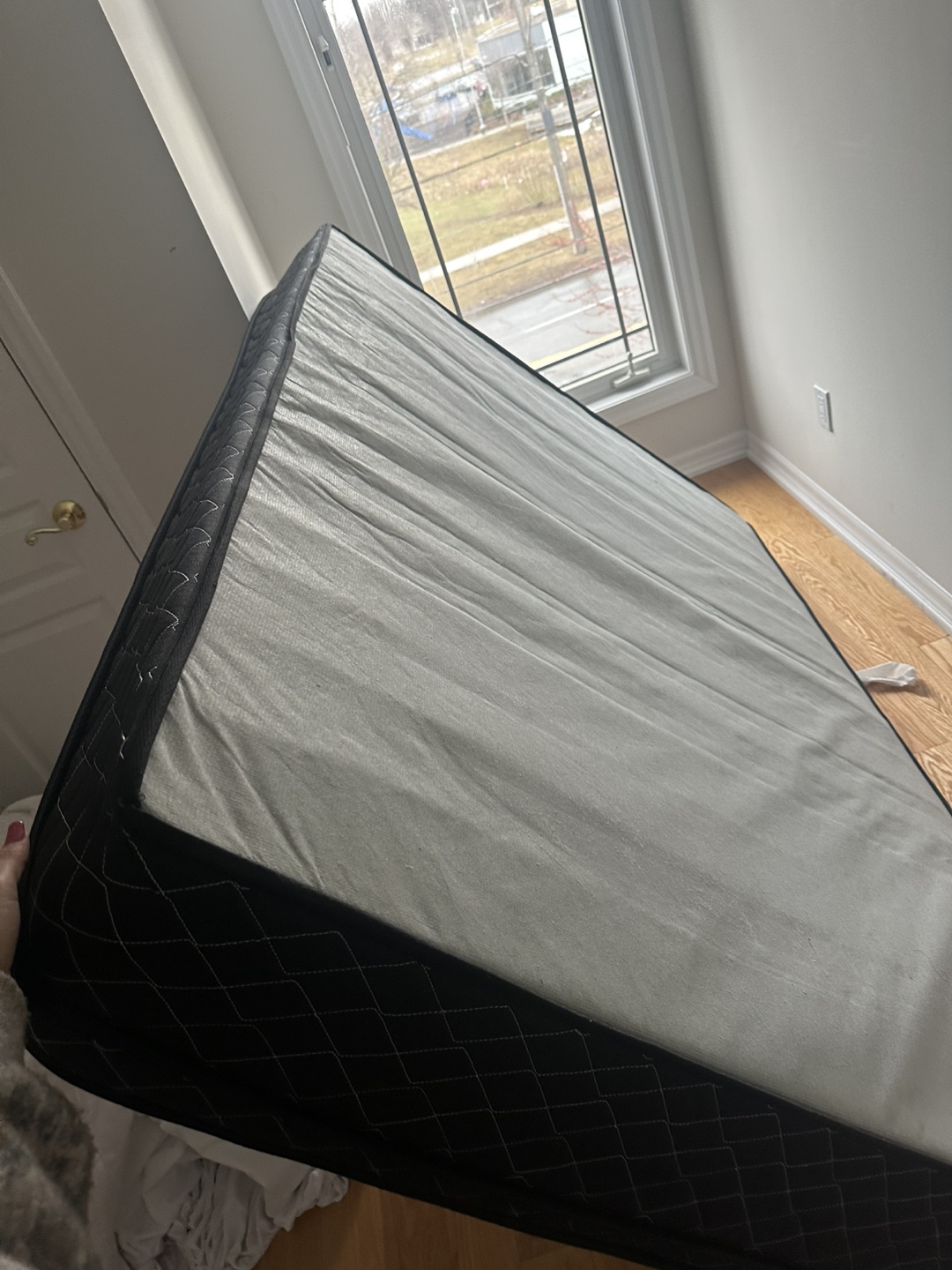 Full-size upholstered bed frame and mattress - photo 4