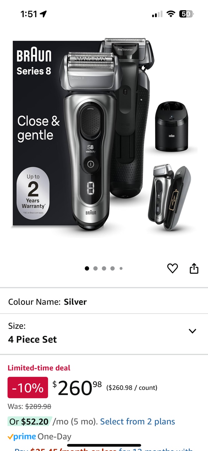 Braun Series 8 4-Piece Shaver Set - Silver