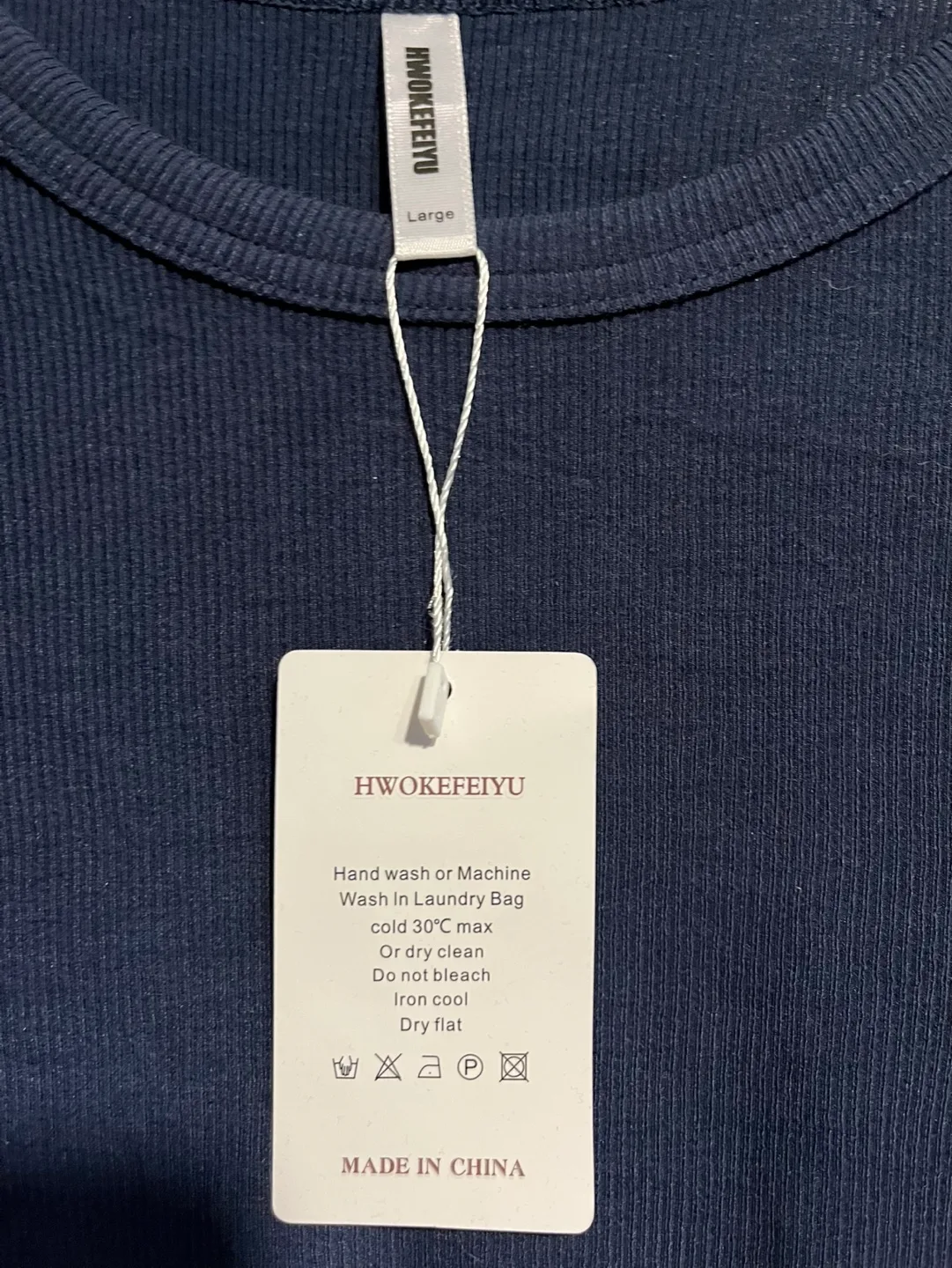 New Women's Navy Blue Ribbed Long Sleeve Top - Size Large image indicator(2)