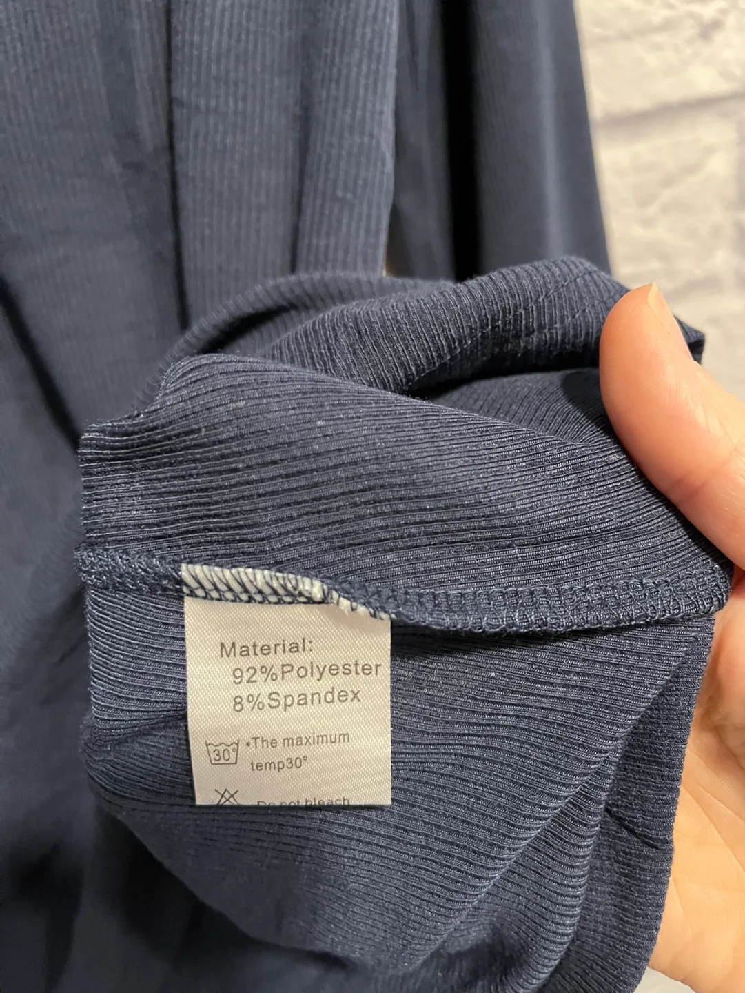 New Women's Navy Blue Ribbed Long Sleeve Top - Size Large image indicator(4)