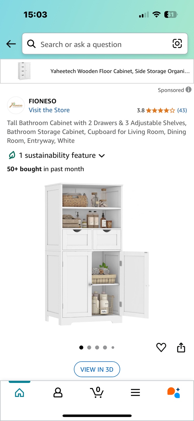 White Wooden Bathroom Storage Cabinet - photo 2