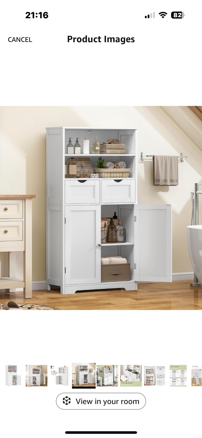 White Wooden Bathroom Storage Cabinet - photo 3