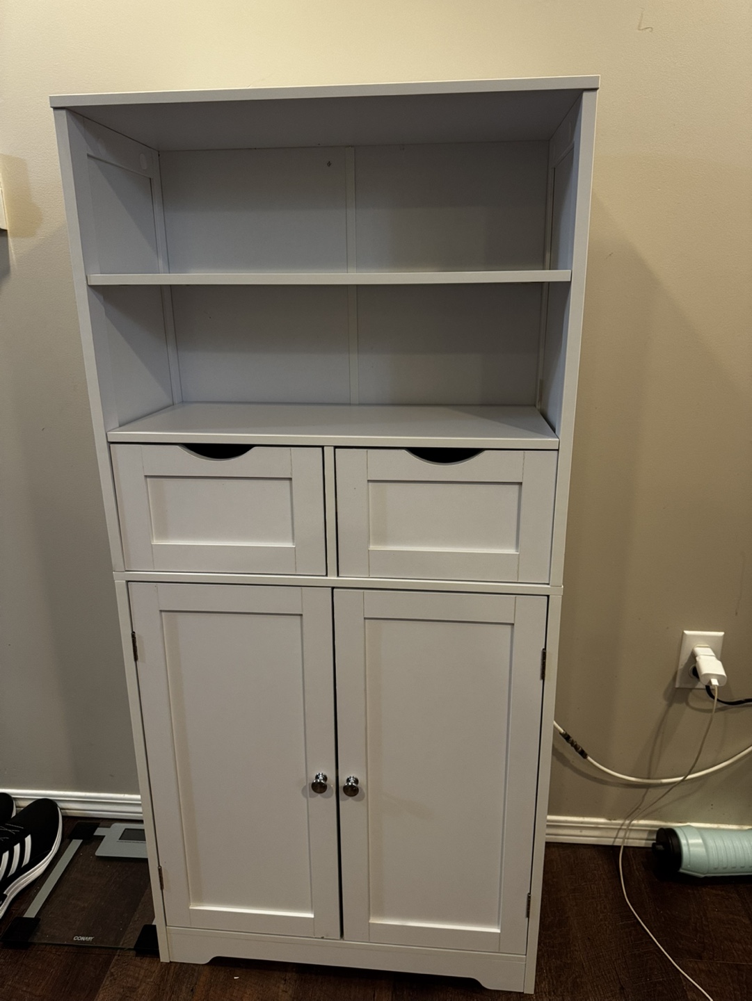 White Wooden Bathroom Storage Cabinet - photo 4