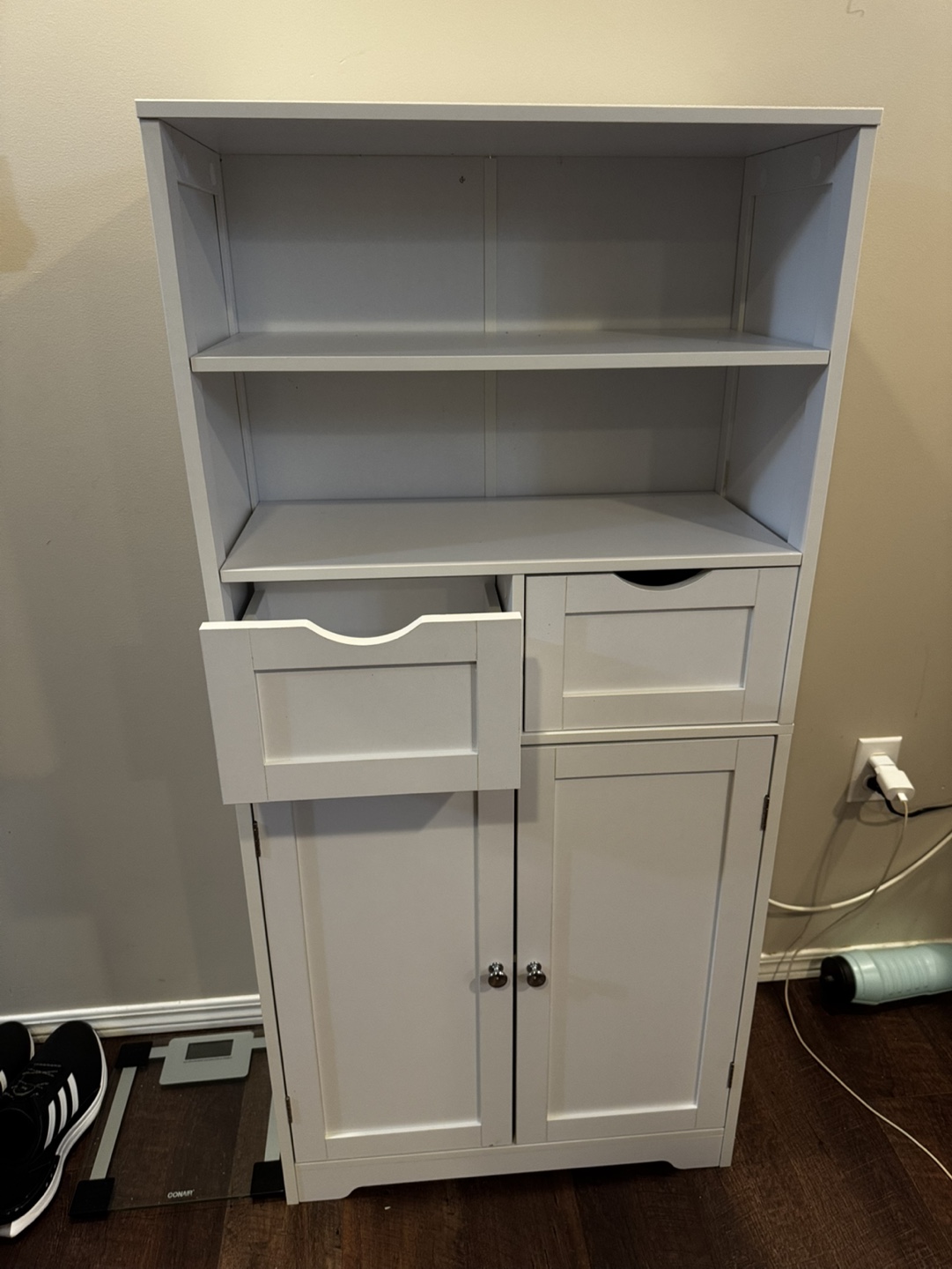 White Wooden Bathroom Storage Cabinet - photo 5