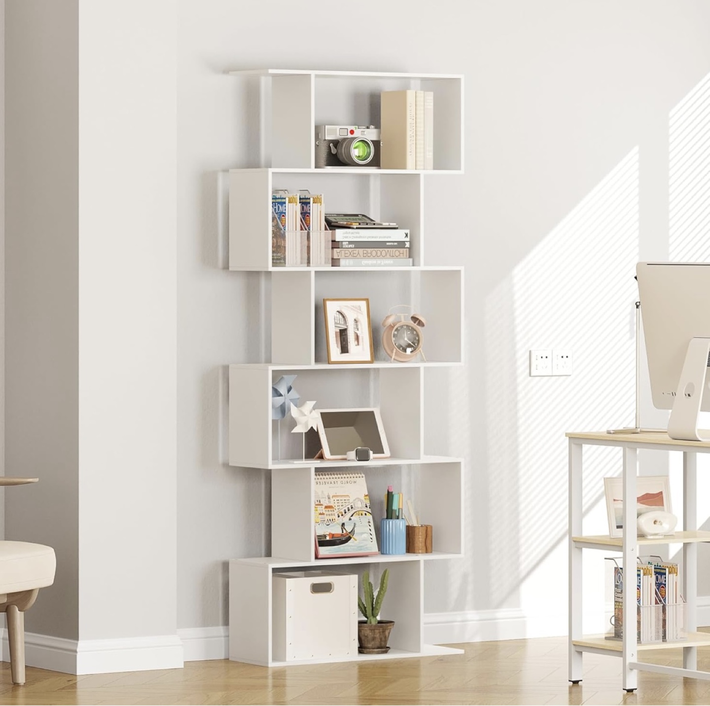 Modern White Bookshelf - Tall & Stylish Storage