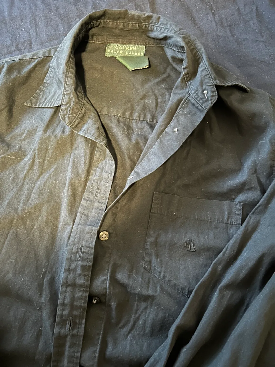 Ralph Lauren Black Long Sleeve Button-Down Shirt - Size M thumbnail