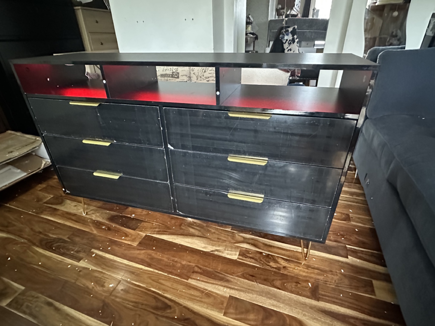 Black Six-Drawer Dresser with LED Lighting - photo 2