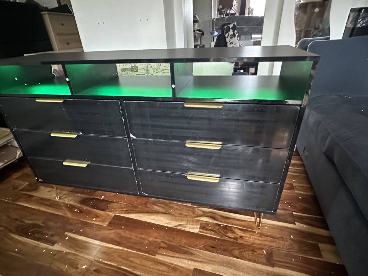 Black Six-Drawer Dresser with LED Lighting - photo 3