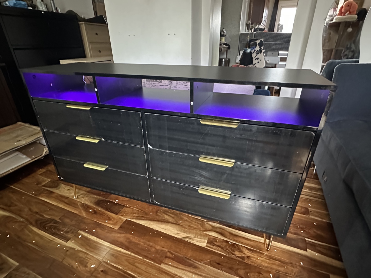 Black Six-Drawer Dresser with LED Lighting - photo 4