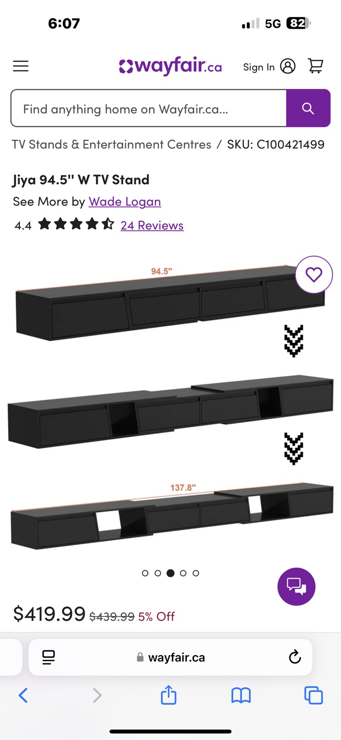 Wade Logan Jiya 94.5" W TV Stand - Black - photo 3