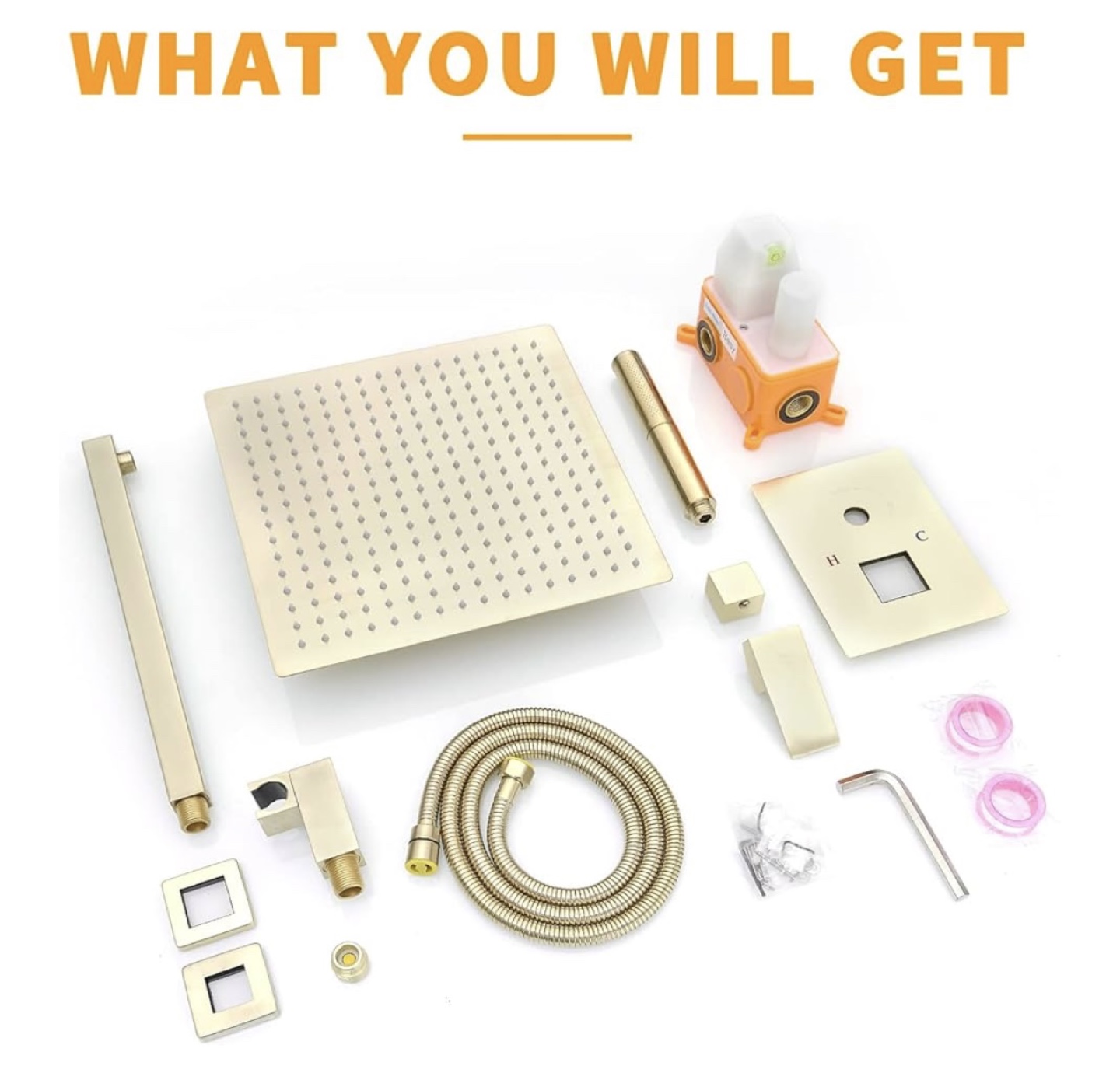 NEW BESy Gold Shower System - 12 Inch Rainfall Shower Head - photo 5