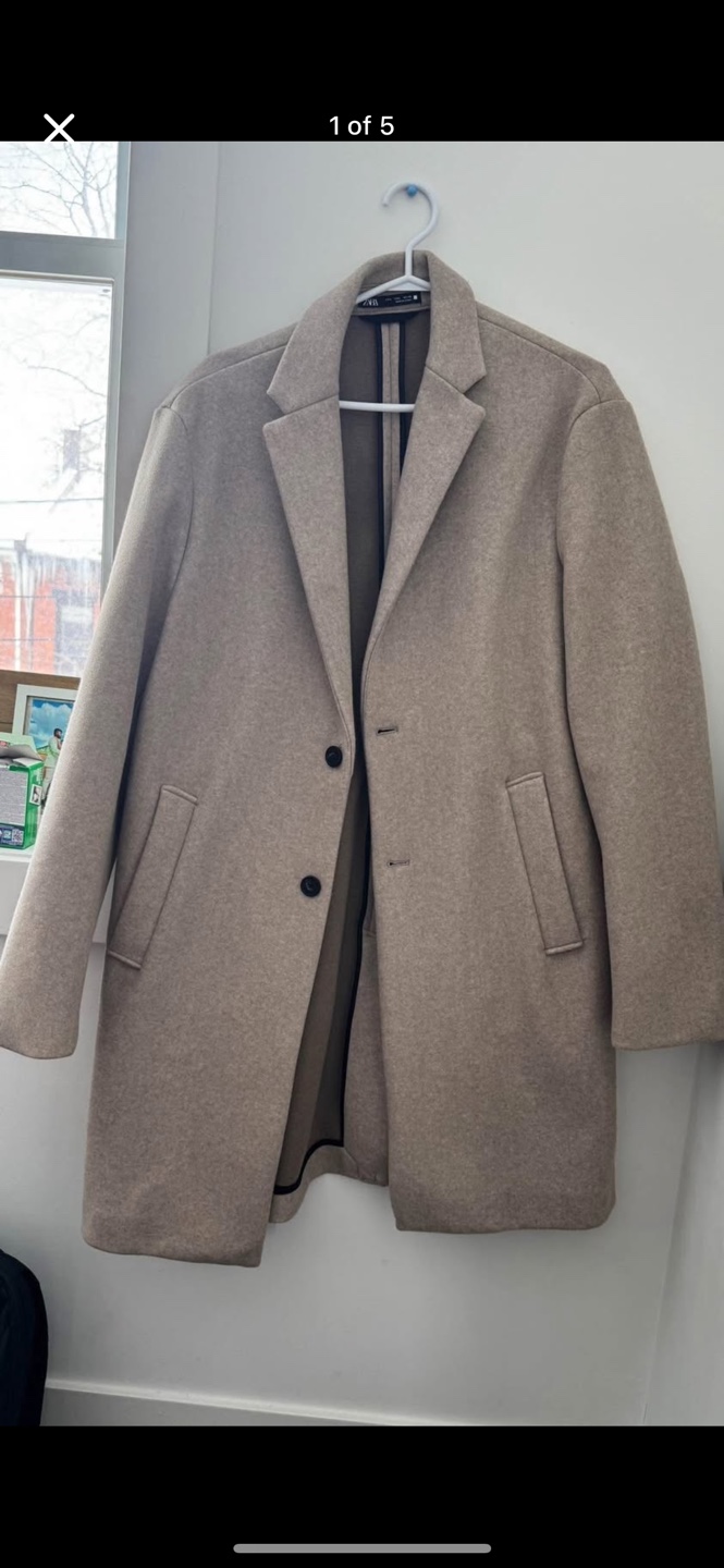 Zara Men's Beige 4-Way trench Coat - Size L