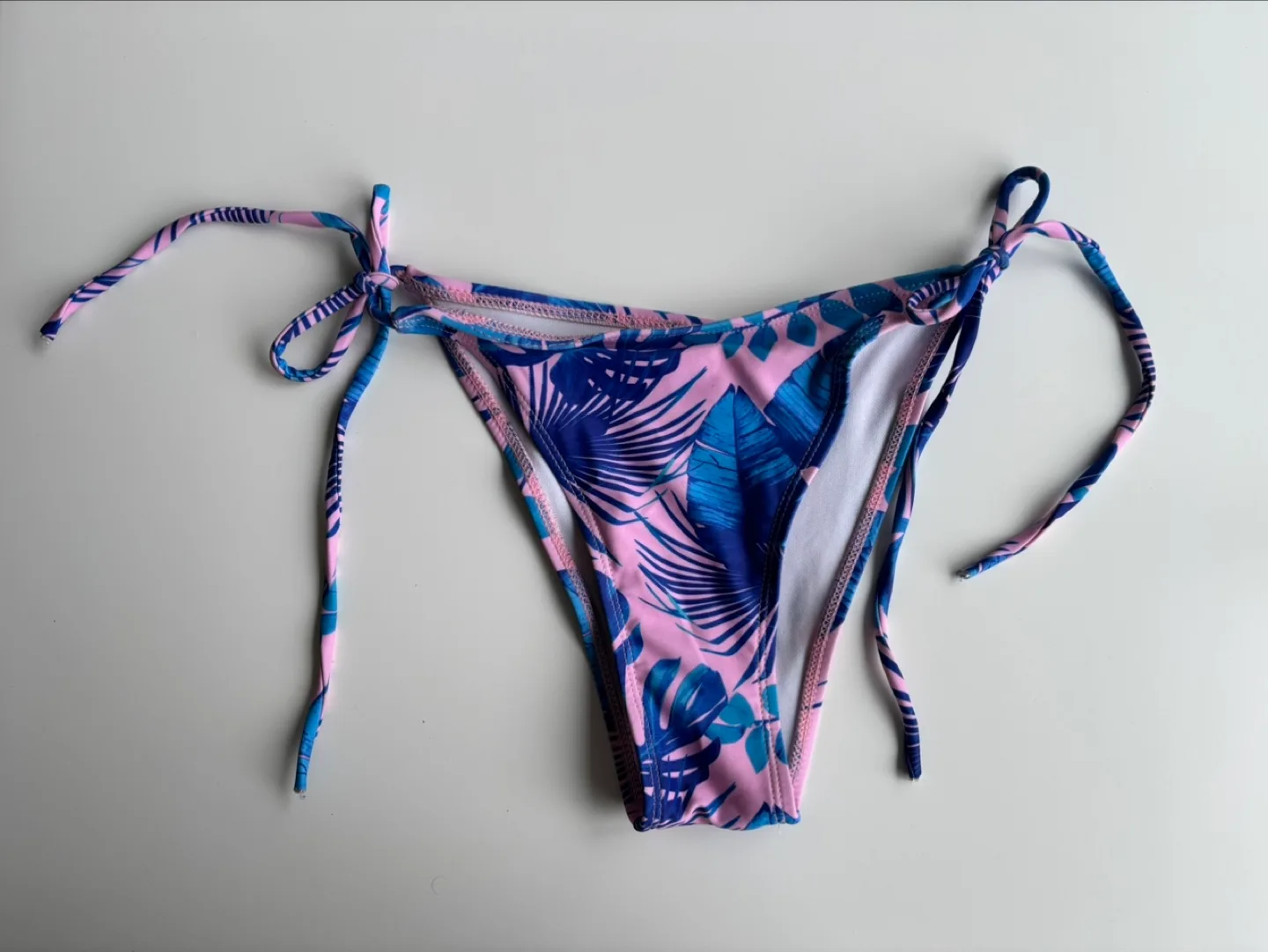 Pink and Blue Tropical Print Bikini Set image indicator(3)