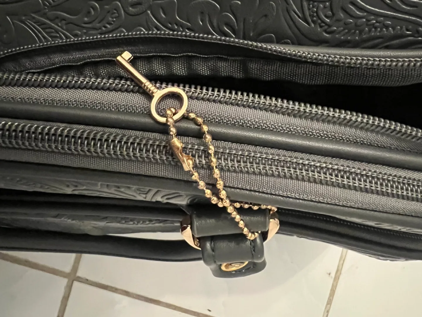 Rolling Suitcase - Dark Blue Embossed Carry-On image indicator(2)