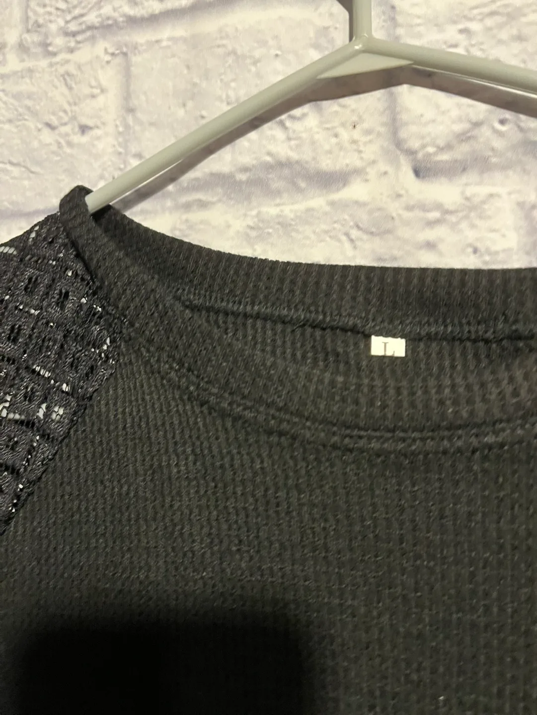 New Black Lace Ribbed Top - Size Large image indicator(2)