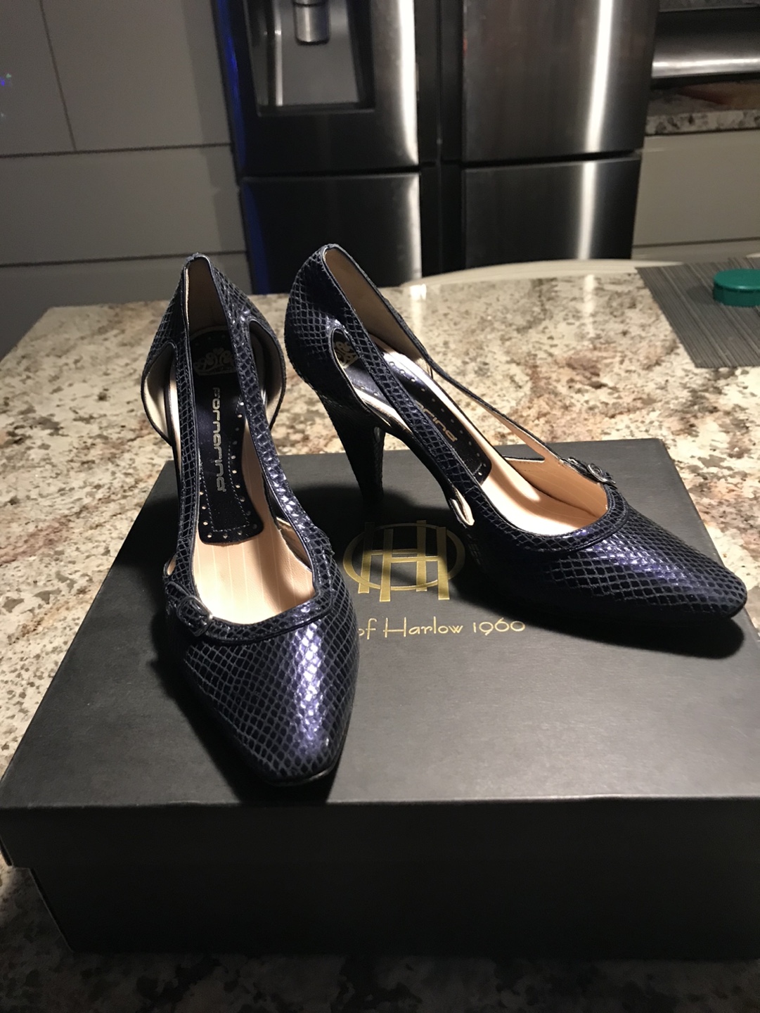 Italian lather navy blue