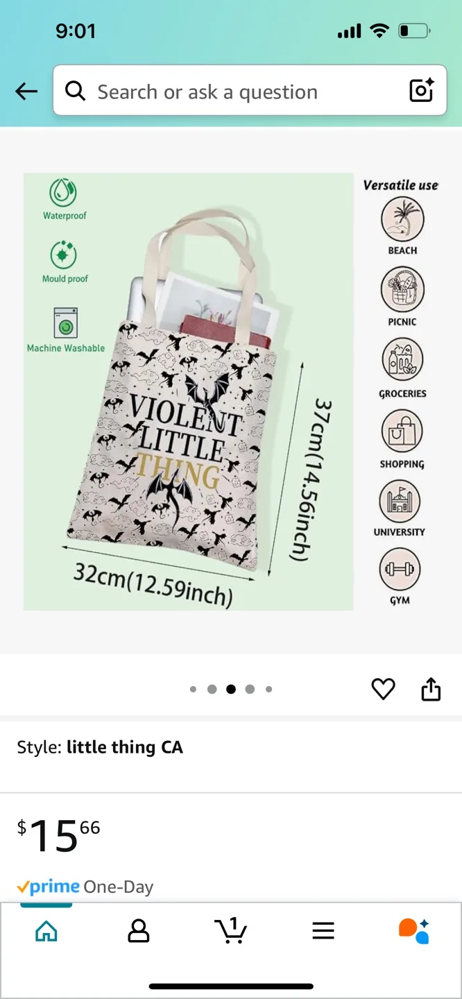 Brand New Violent Little Thing (Fourth Wing) Tote Bag image indicator(6)