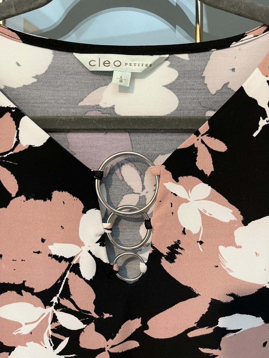 Cleo Petite Women's Size L Floral 3/4 Sleeve Top - photo 2