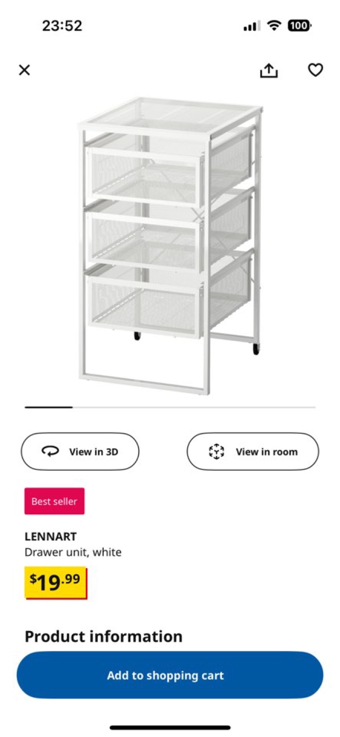 IKEA LENNART White Metal Drawer Unit - photo 3