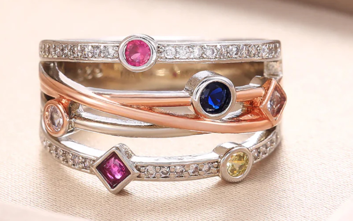 Multi-Strand Cubic Zirconia Ring - photo 2