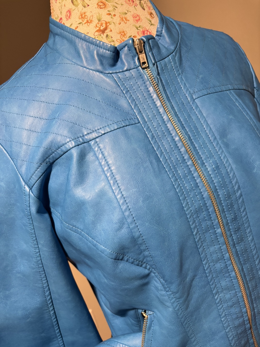 Vero Moda Blue Faux Leather Jacket Size L - photo 2