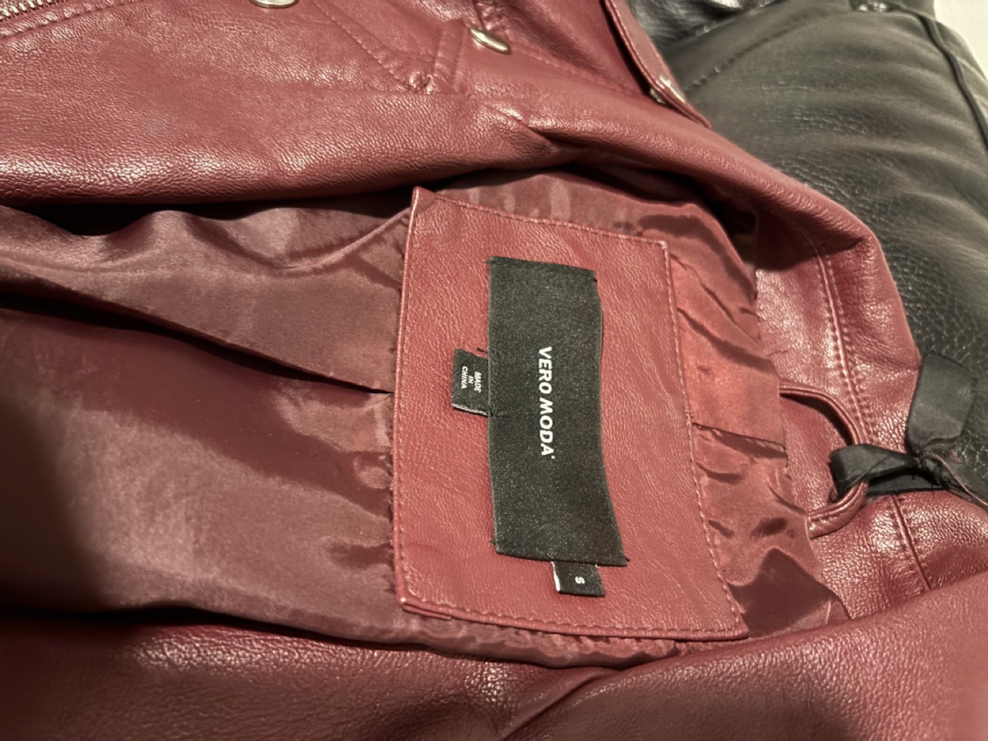 Brand New Vero Moda Burgundy Faux Leather Moto Jacket - photo 5