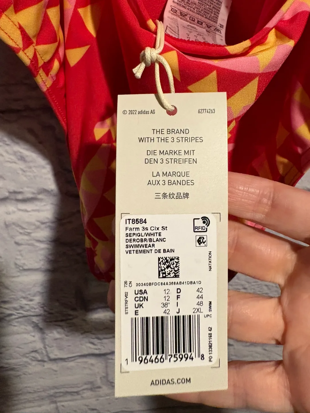 New Adidas x Farm Rio One-Piece Swimsuit Size 12 image indicator(5)