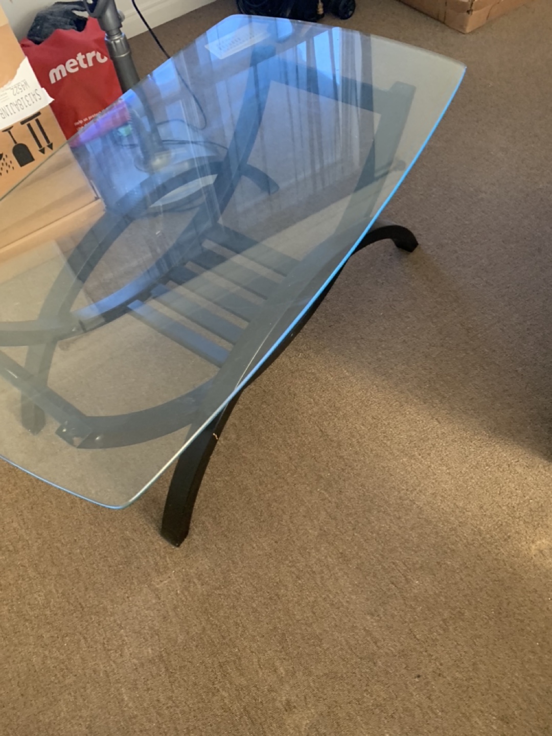 Glass Top Coffee Table with Black Curved Legs - photo 2