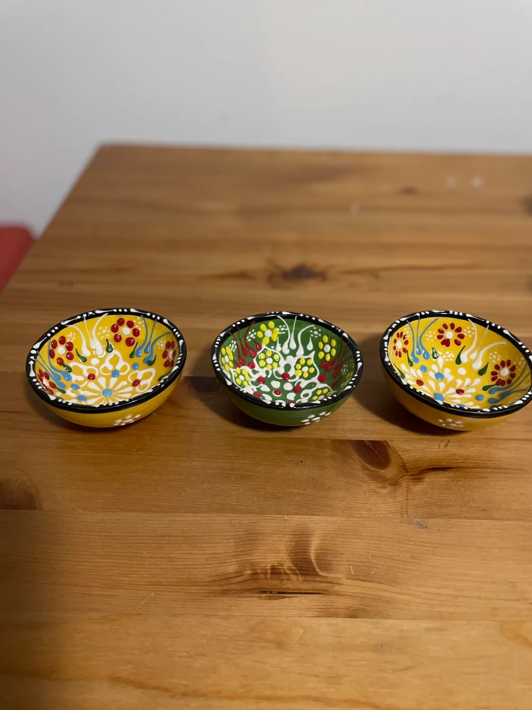 Set of three small hand-painted bowls thumbnail