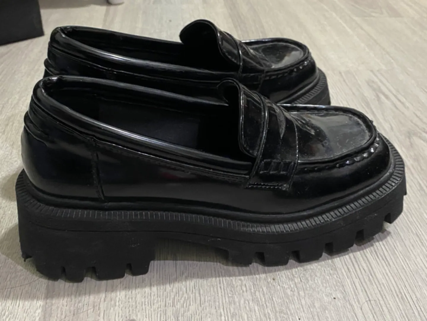 Black Patent Leather Platform Loafers image indicator(3)
