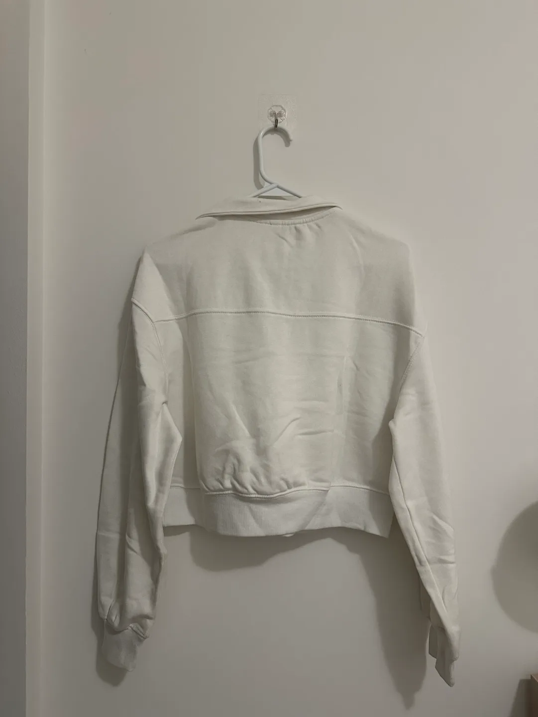 H&M White Cropped Quarter-Zip Sweatshirt image indicator(2)